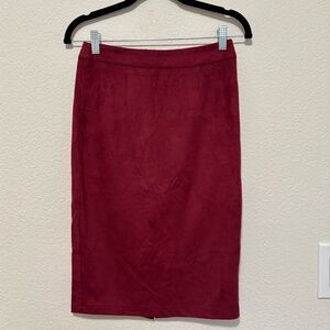Lulus Faux Suede Elegant Maroon Pencil Skirt size small